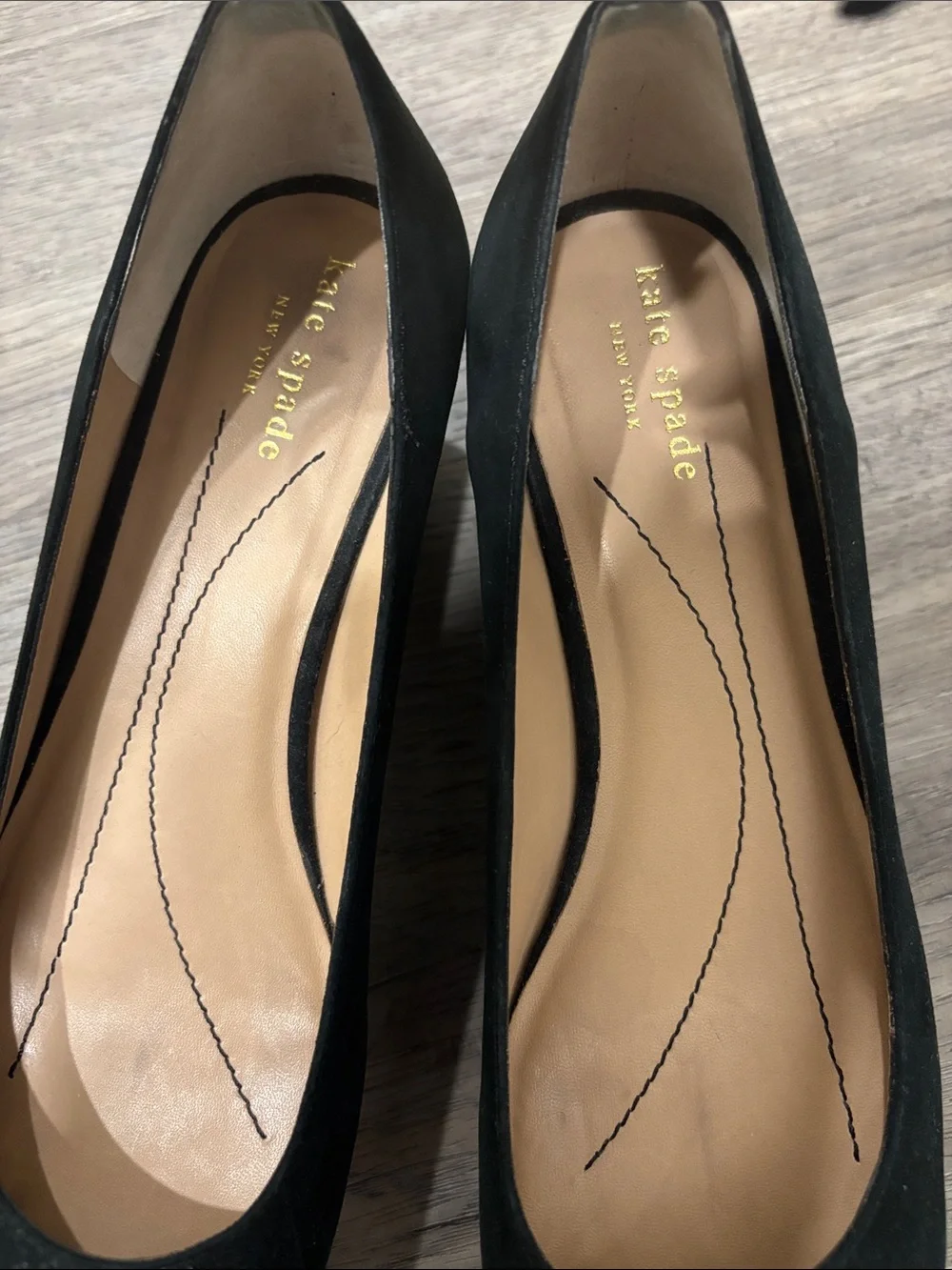 kate spade Black Suede Ankle-Strap Wedge Shoes